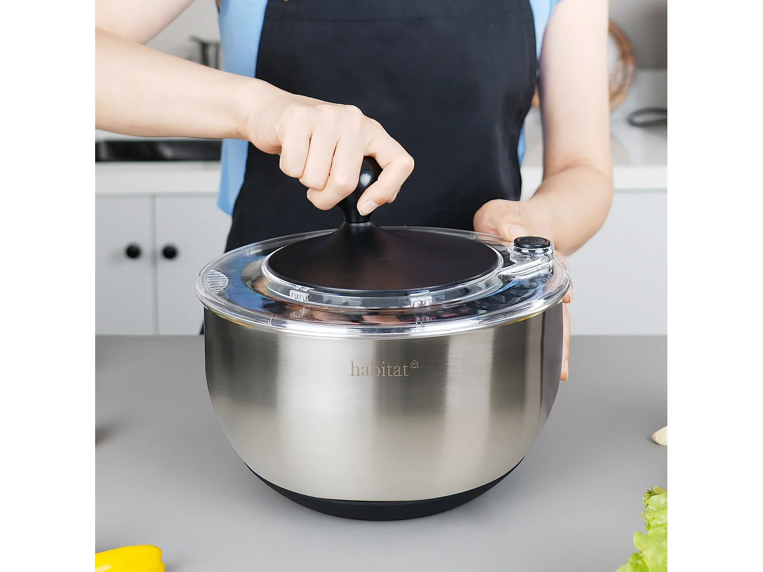 Essoreuse à salade 2 en 1 en inox - 24,5 cm