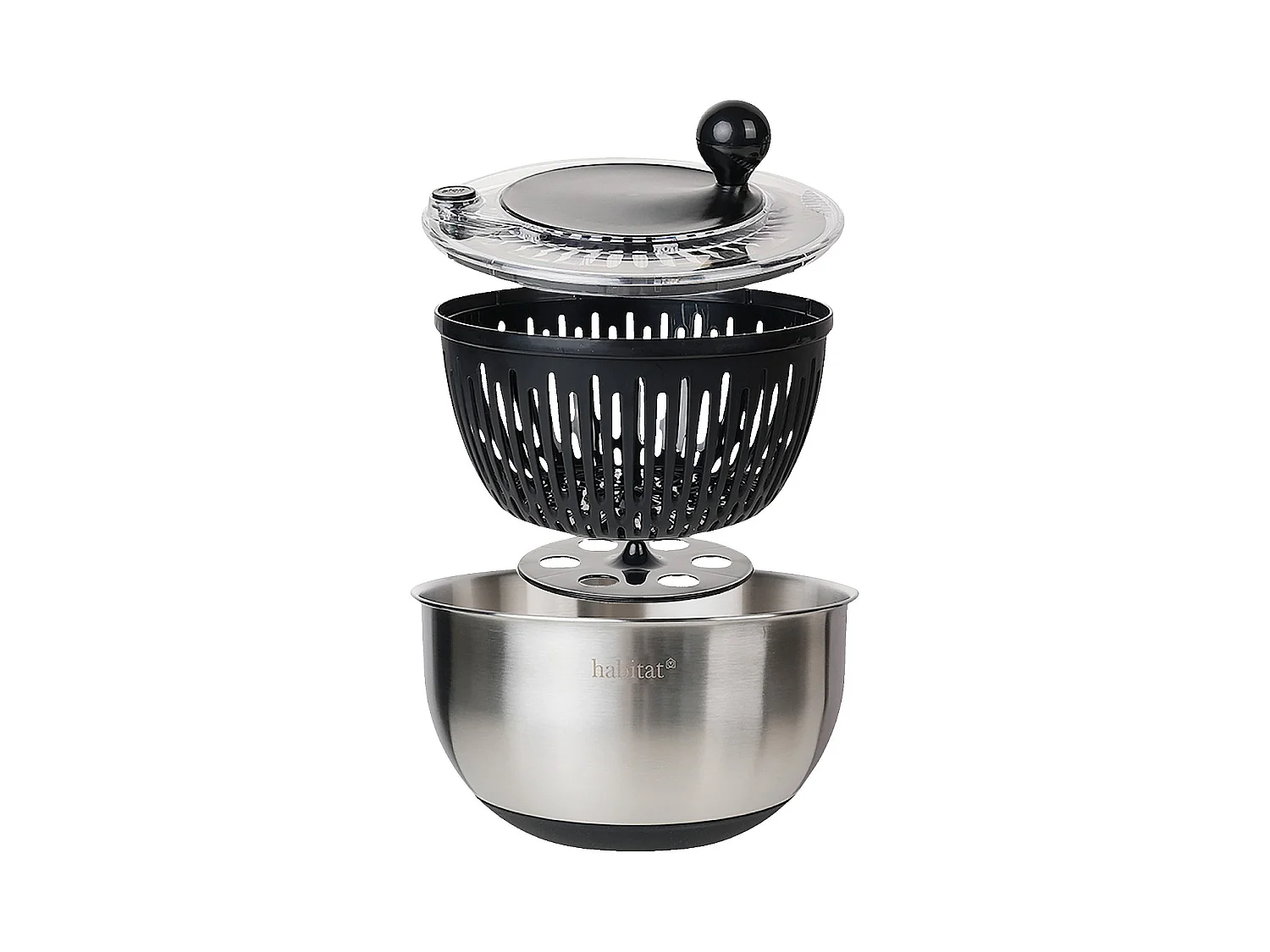 Habitat - Essoreuse à salade 2 en 1 en inox - 24,5 cm - Salsa