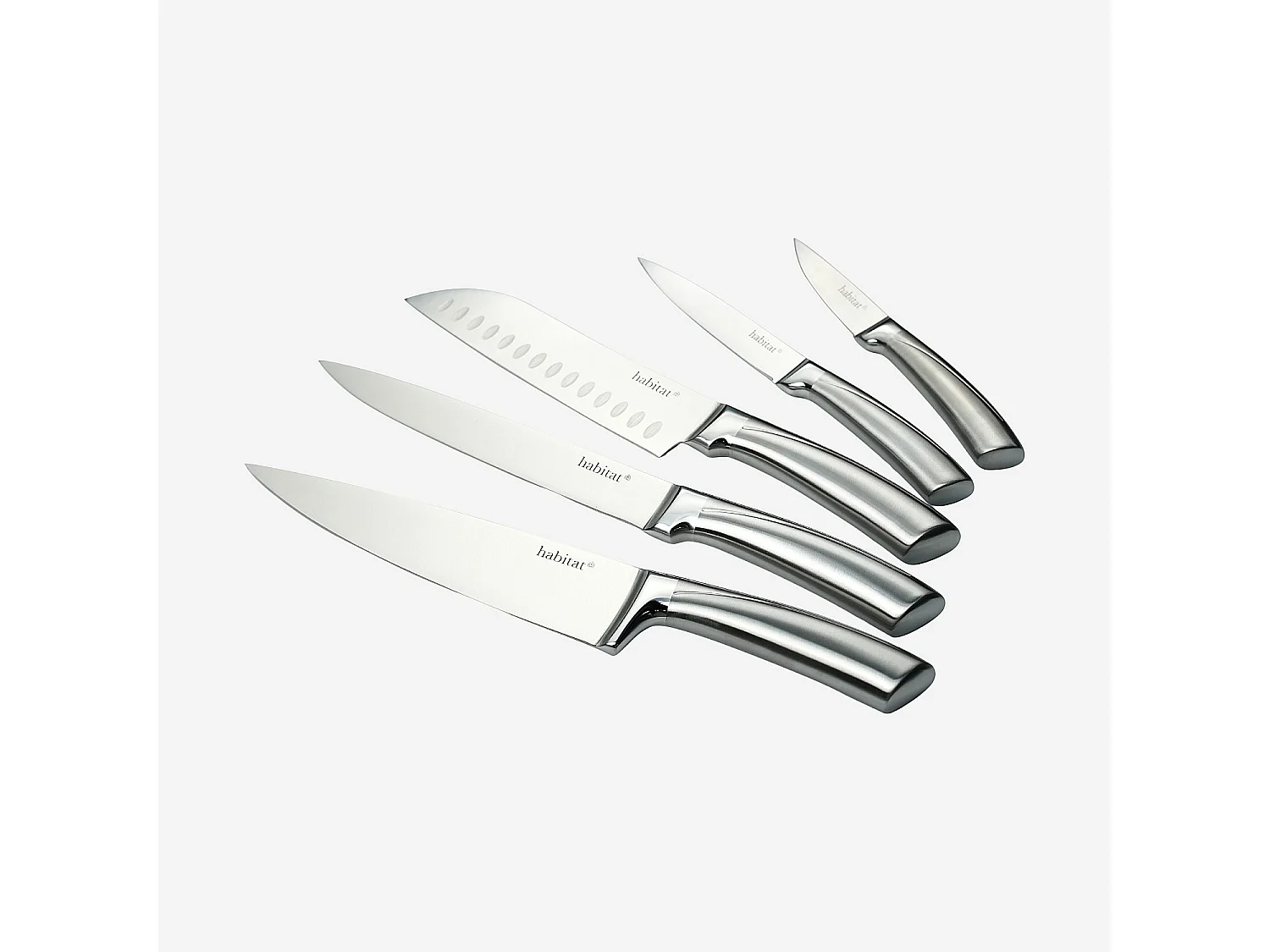Bloc de 5 couteaux en acier inoxydable - Gris