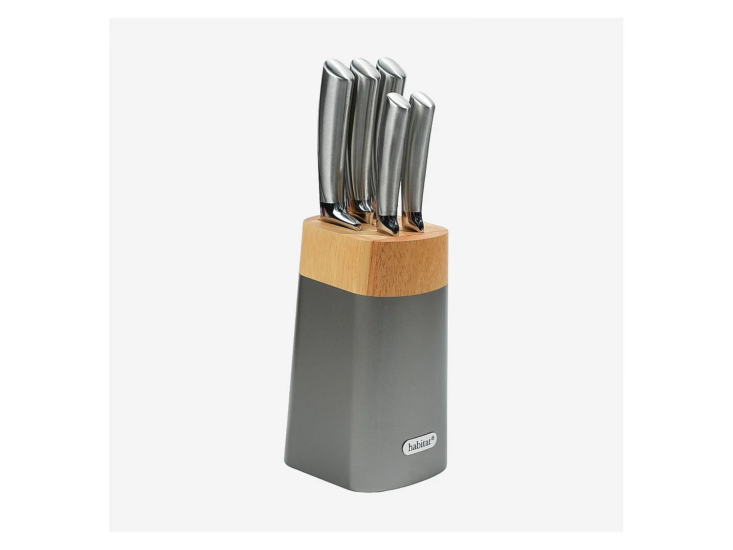 Habitat - Bloc de 5 couteaux en acier inoxydable - Gris - Elixir