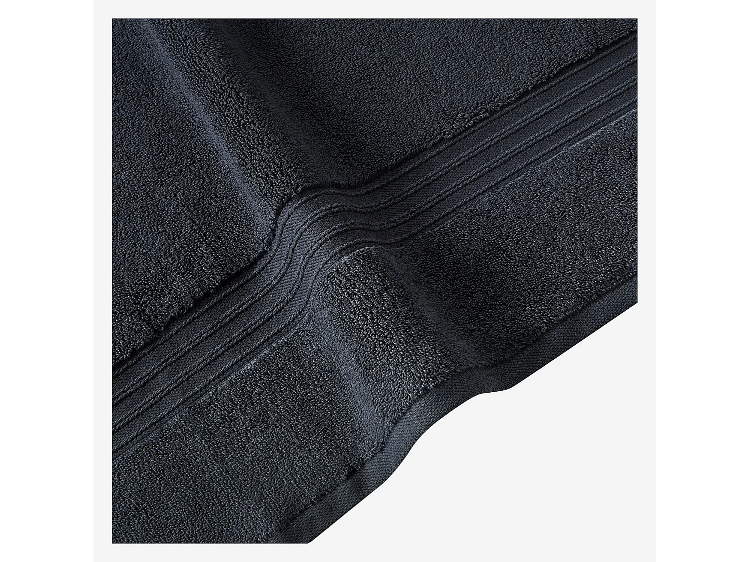 Habitat - Serviette de bain en coton naturel - 650 g/m² - 100 x 150 cm - Noir - Nahia