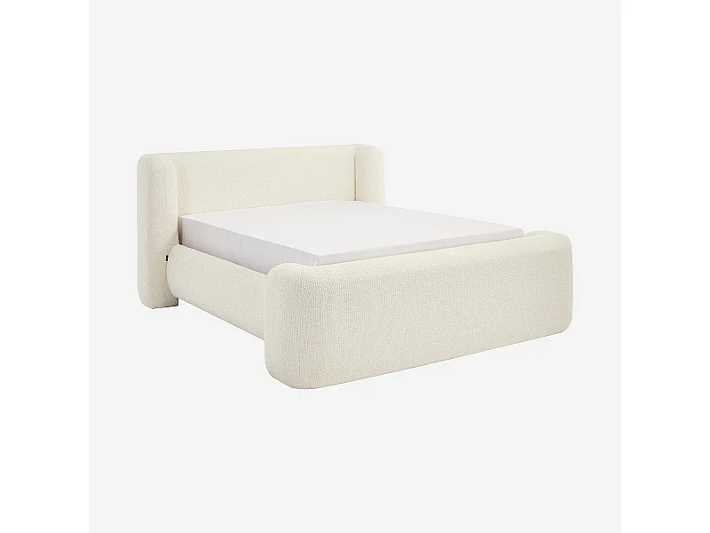 Habitat - Lit 160 x 200 cm en tissu bouclette - Écru - Olbia