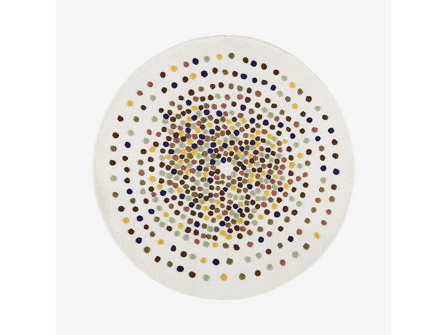 Habitat - Tapis rond tufté en laine - 150cm  - Beige et multicolore - Design by Floriane Jacques - Idylle