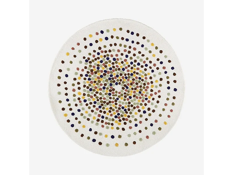 Habitat - Tapis rond tufté en laine - 150cm  - Beige et multicolore - Design by Floriane Jacques - Idylle