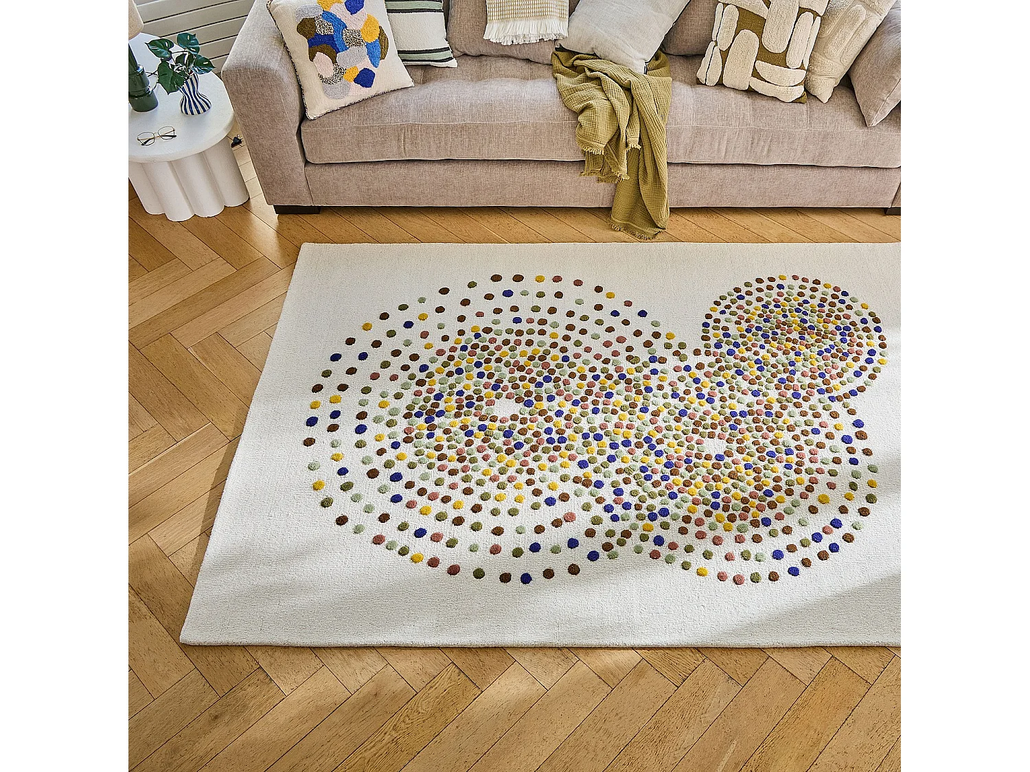 Habitat - Tapis tufté en laine - 170 x 240 cm - Beige et multicolore - Design by Floriane Jacques - Idylle