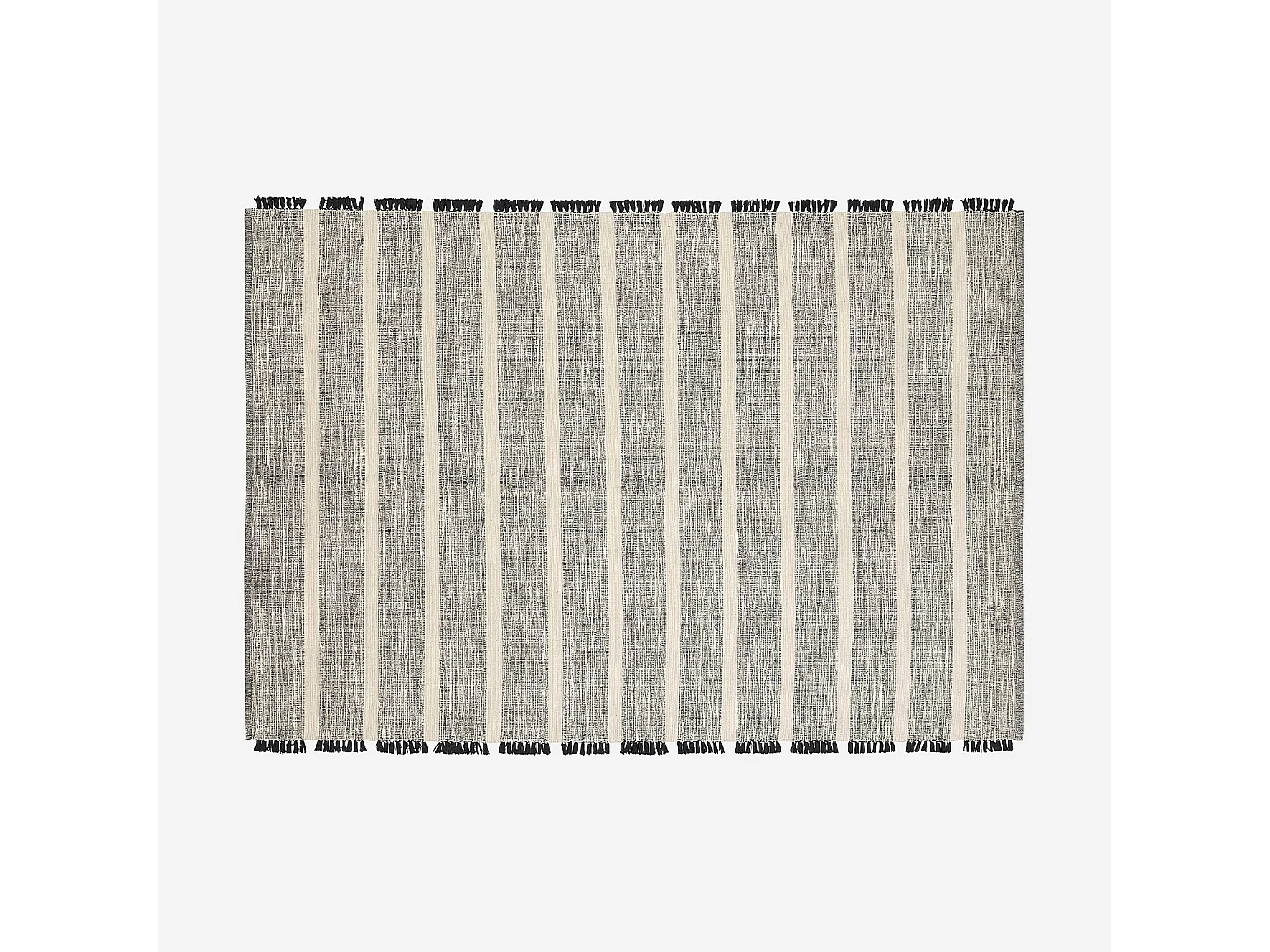 Habitat - Tapis tissé en coton recyclé - 160 x 230 cm - Motifs à rayures - Noir - Clarence