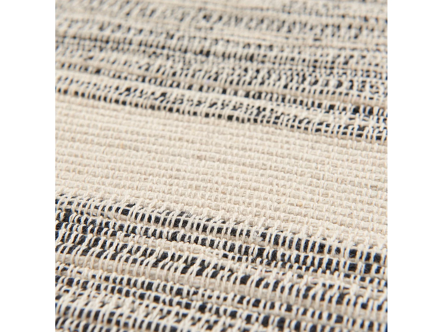 Habitat - Tapis tissé en coton recyclé - 160 x 230 cm - Motifs à rayures - Noir - Clarence