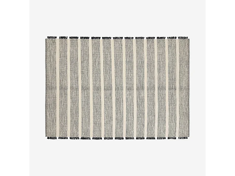 Habitat - Tapis tissé en coton recyclé - 160 x 230 cm - Motifs à rayures - Noir - Clarence