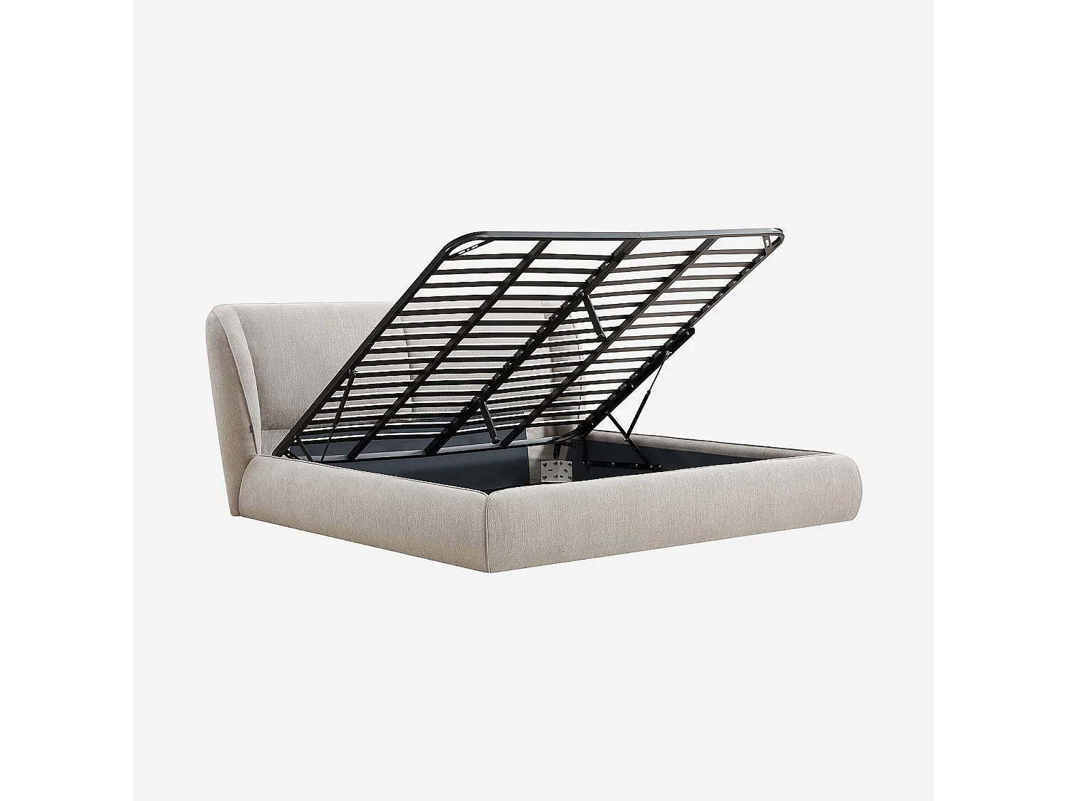 Lit coffre 180 x 200 cm en tissu bouclette courte - Taupe