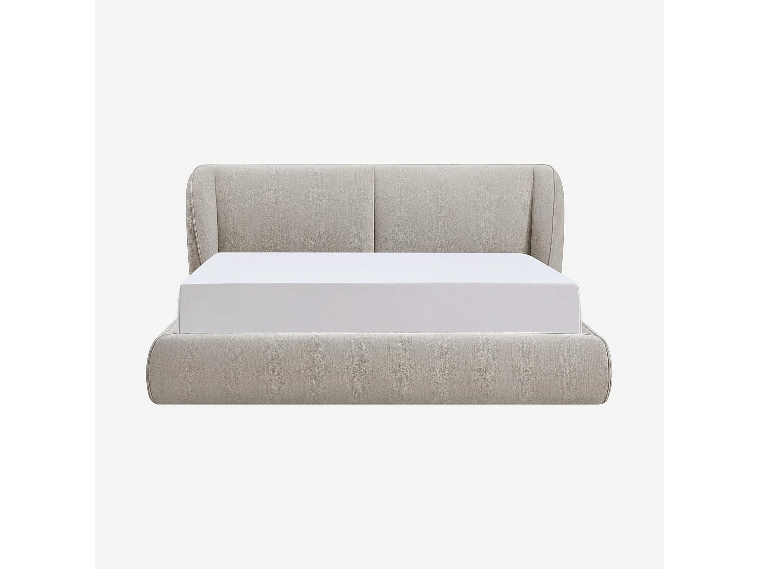 Lit coffre 180 x 200 cm en tissu bouclette courte - Taupe