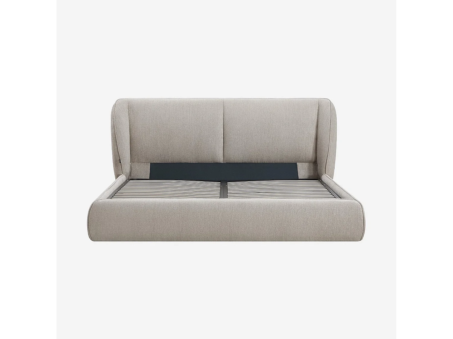 Lit coffre 180 x 200 cm en tissu bouclette courte - Taupe