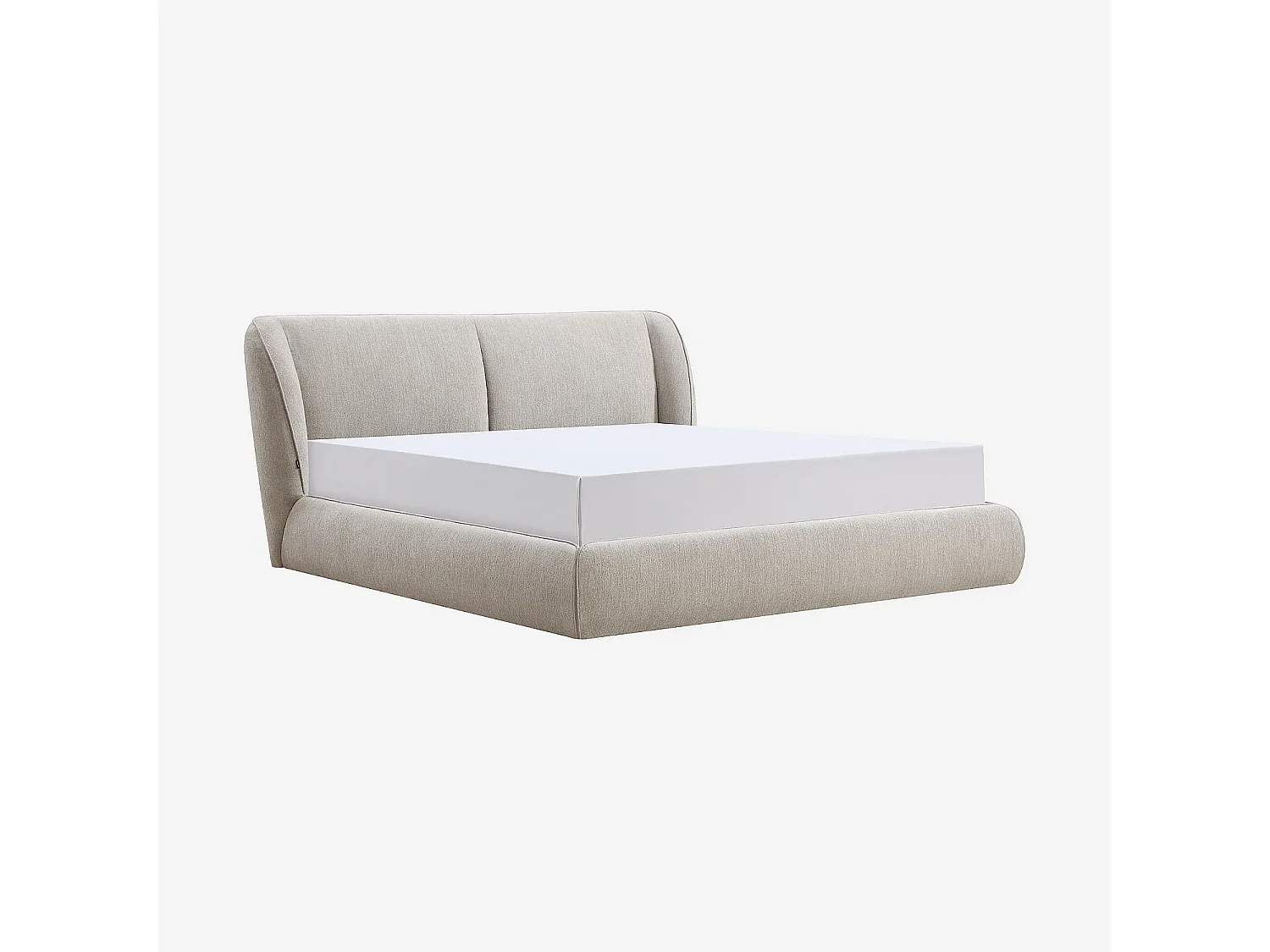 Lit coffre 180 x 200 cm en tissu bouclette courte - Taupe