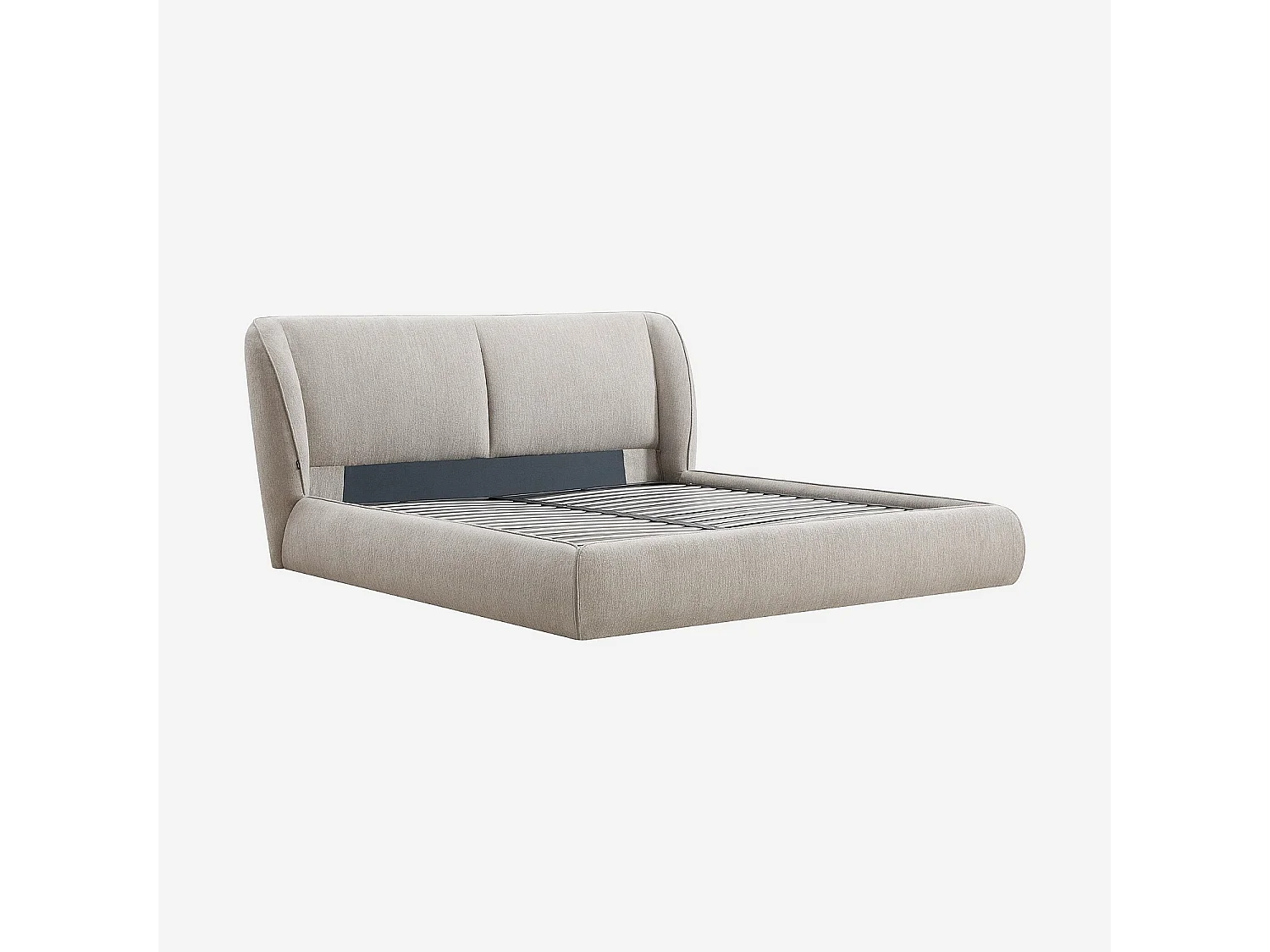 Lit coffre 180 x 200 cm en tissu bouclette courte - Taupe