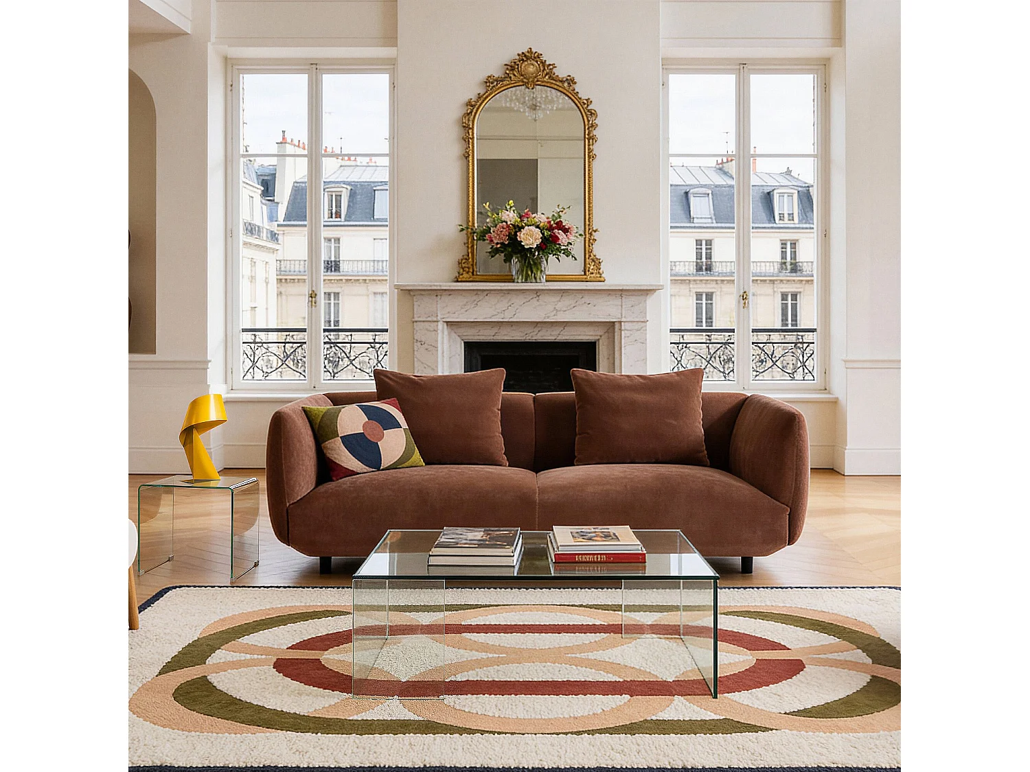 Habitat - Tapis tufté en laine et bouclette - 160 x 230 cm  - Ecru et Corail clair - Design by Floriane Jacques - Candice