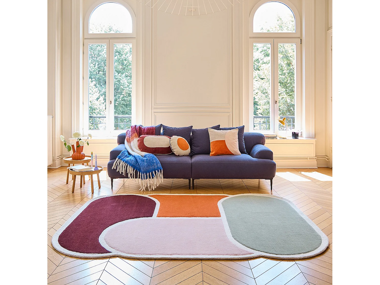 Habitat - Tapis tufté et bouclette en laine - 170 x 240 cm - Bordeaux et orange - Design by Floriane Jacques - Beryl