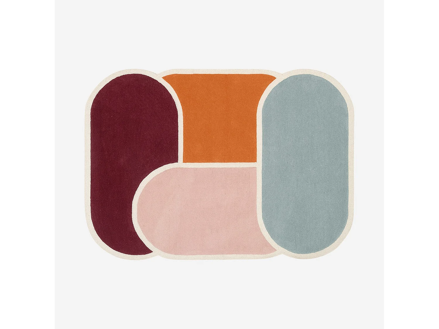 Habitat - Tapis tufté et bouclette en laine - 170 x 240 cm - Bordeaux et orange - Design by Floriane Jacques - Beryl