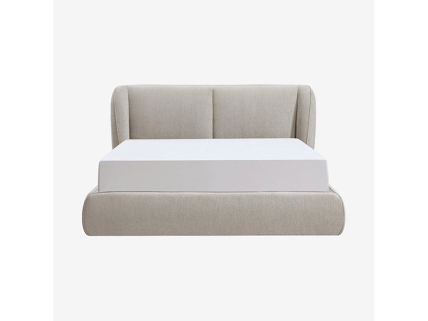 Lit coffre 160 x 200 cm en tissu bouclette courte - Taupe