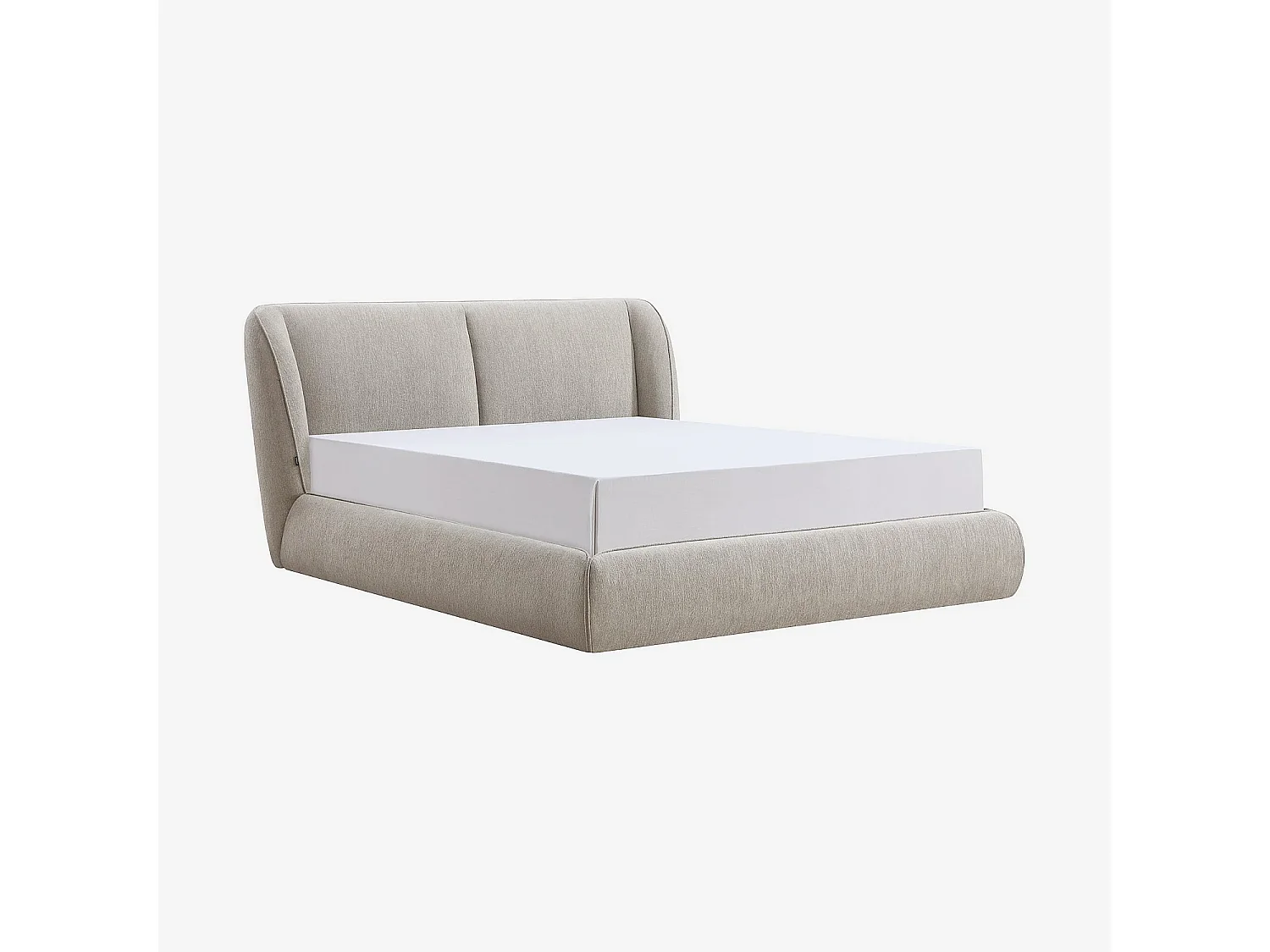 Lit coffre 160 x 200 cm en tissu bouclette courte - Taupe