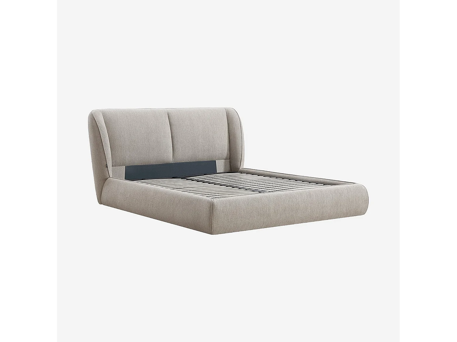 Lit coffre 160 x 200 cm en tissu bouclette courte - Taupe