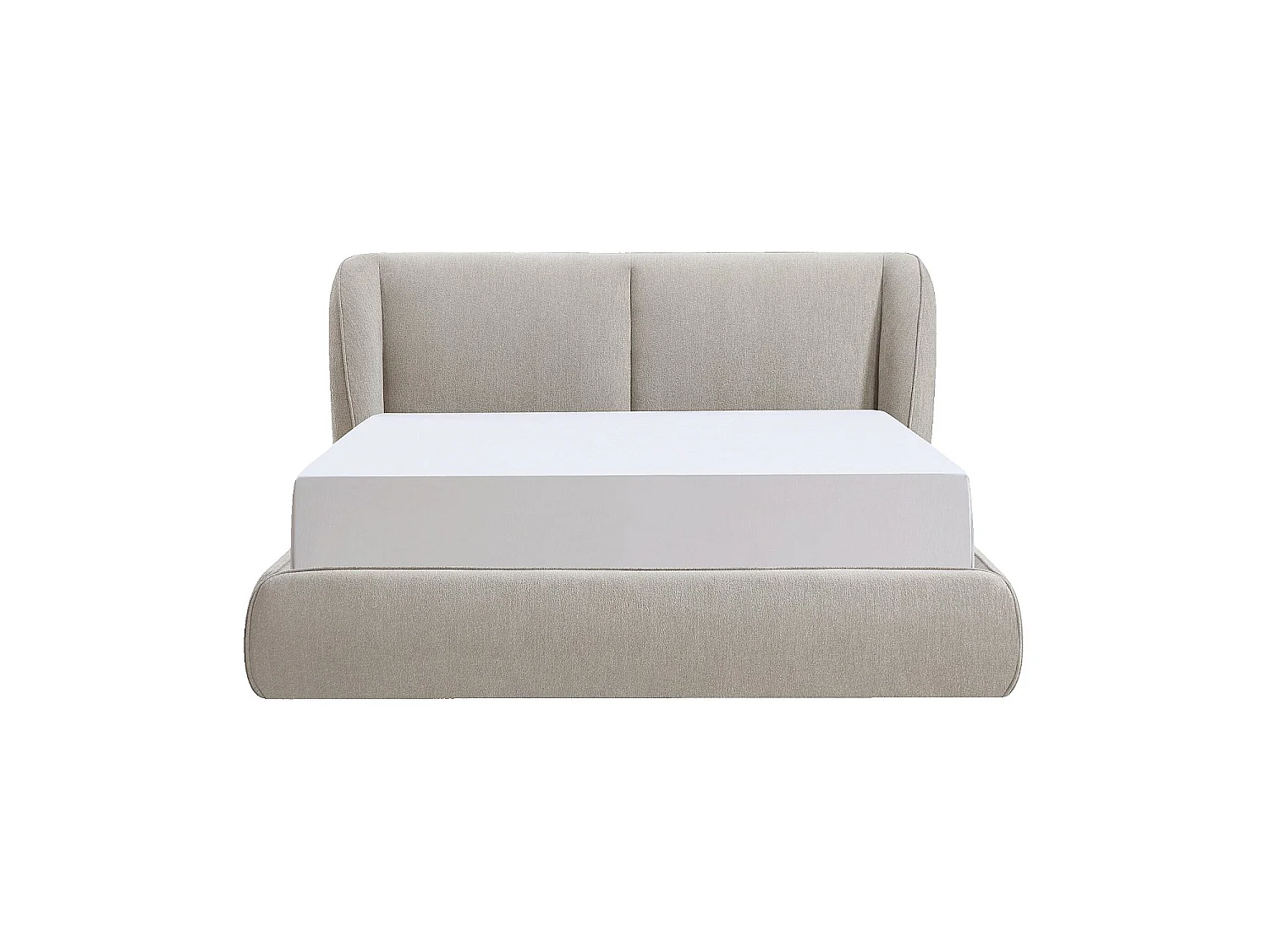 Habitat - Lit coffre 160 x 200 cm en tissu bouclette courte - Taupe - Malo