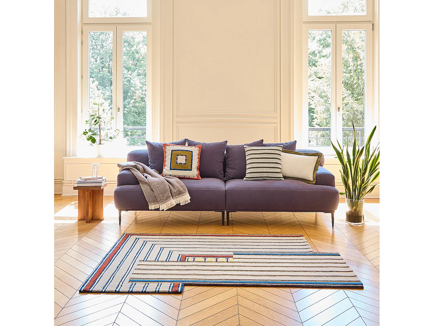 Habitat - Tapis en laine - 130 x 190 cm - Beige - Design by Constance Frapolli - Galon
