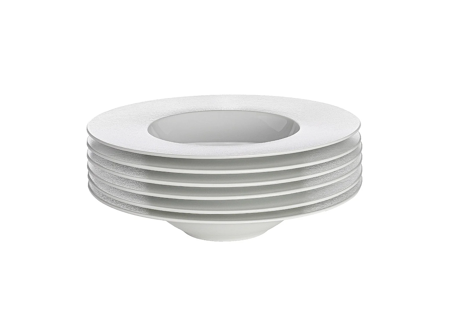 Habitat - Lot de 6 assiettes creuses en porcelaine - 23 cm - Blanc - Solene