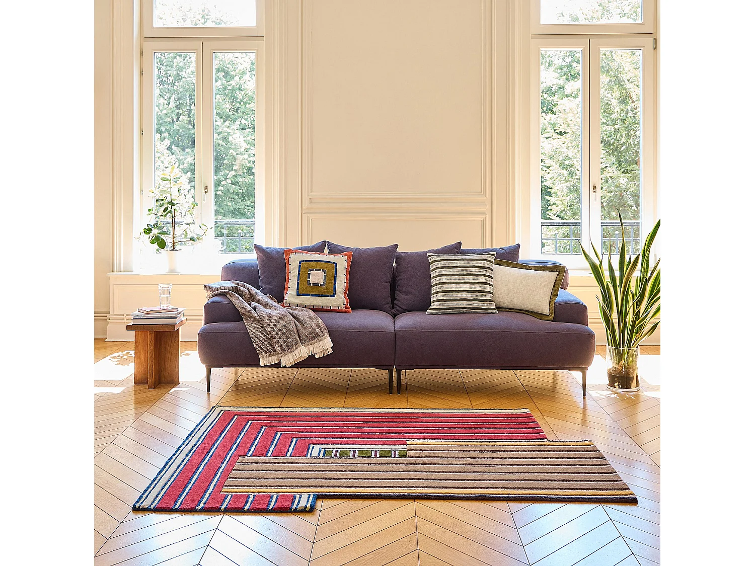 Habitat - Tapis en laine - 130 x 190 cm - Rouge - Design by Constance Frapolli - Galon