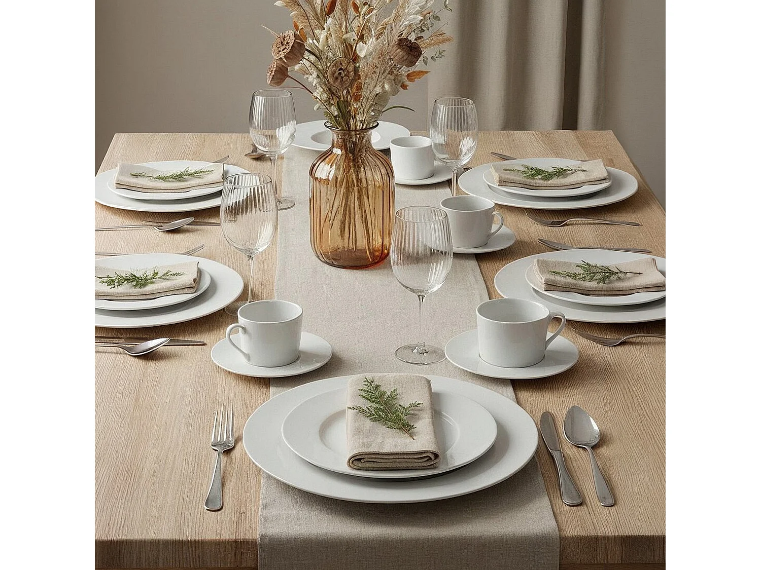 Lot de 6 assiettes plates en porcelaine - 27 cm - Blanc