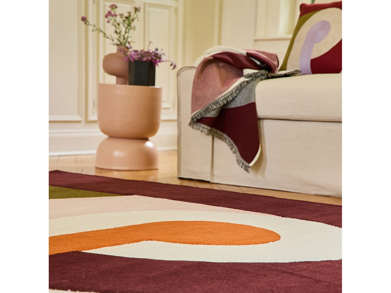 Habitat - Tapis tufté et bouclette en laine - 170 x 240 cm - Bronze et bordeaux - Design by Floriane Jacques - Bonnie