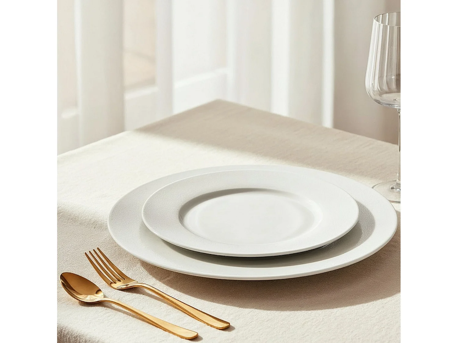 Lot de 6 grandes assiettes plates en porcelaine - 29 cm - Blanc