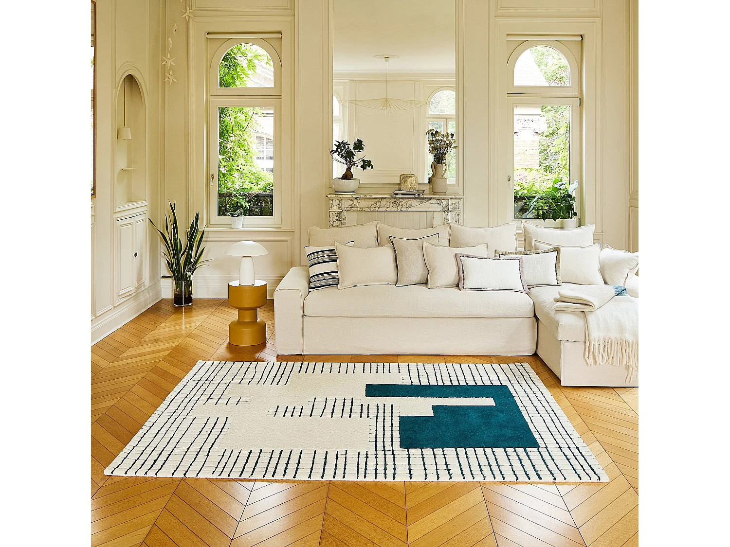 Habitat - Tapis en laine - 170 x 240 cm - Bleu canard - Design by Floriane Jacques - Gloria