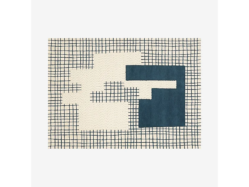 Habitat - Tapis en laine - 170 x 240 cm - Bleu canard - Design by Floriane Jacques - Gloria