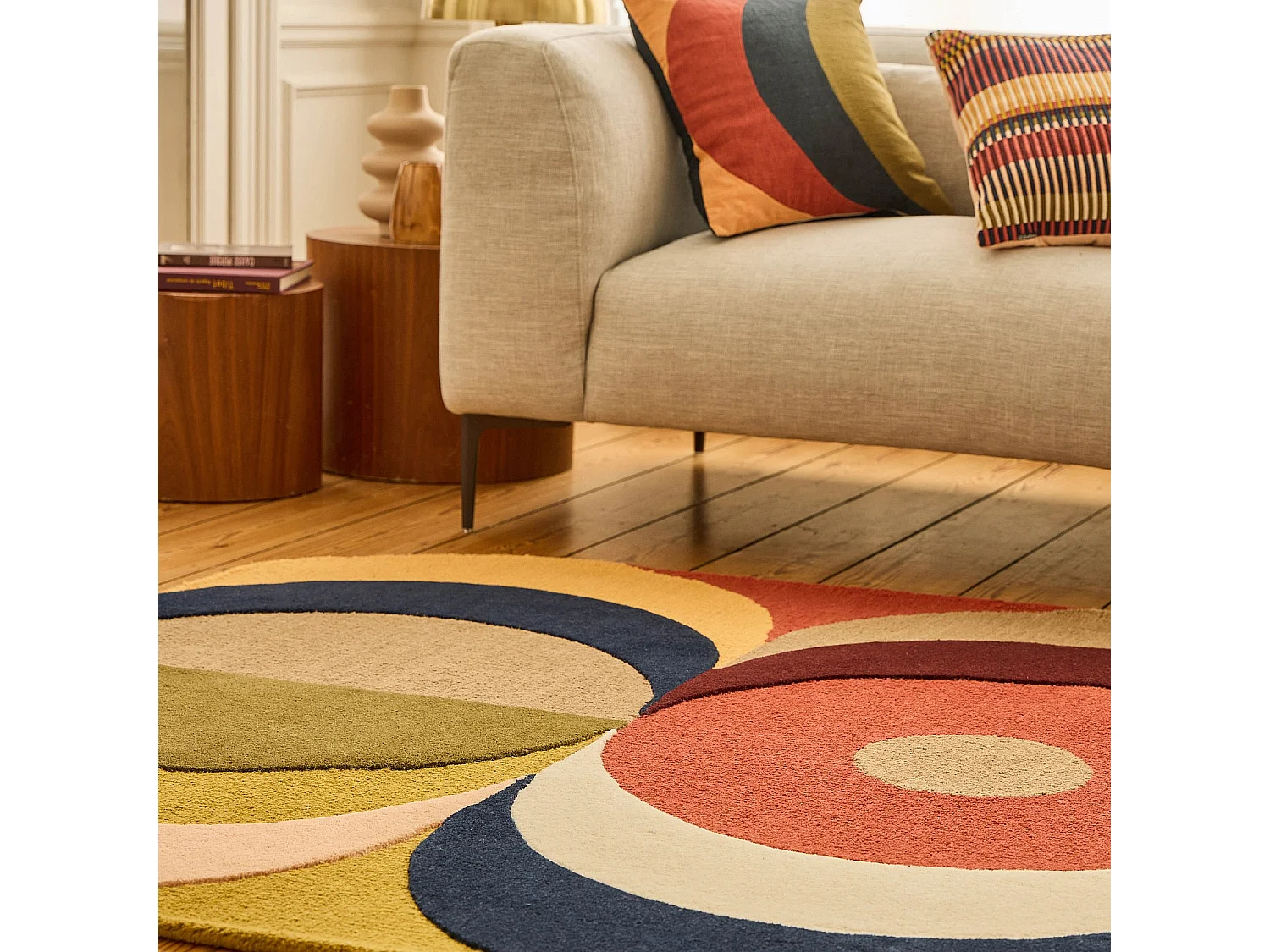 Tapis tufté et bouclette en laine - 160 x 230 cm  - Rosé - Design by Floriane Jacques