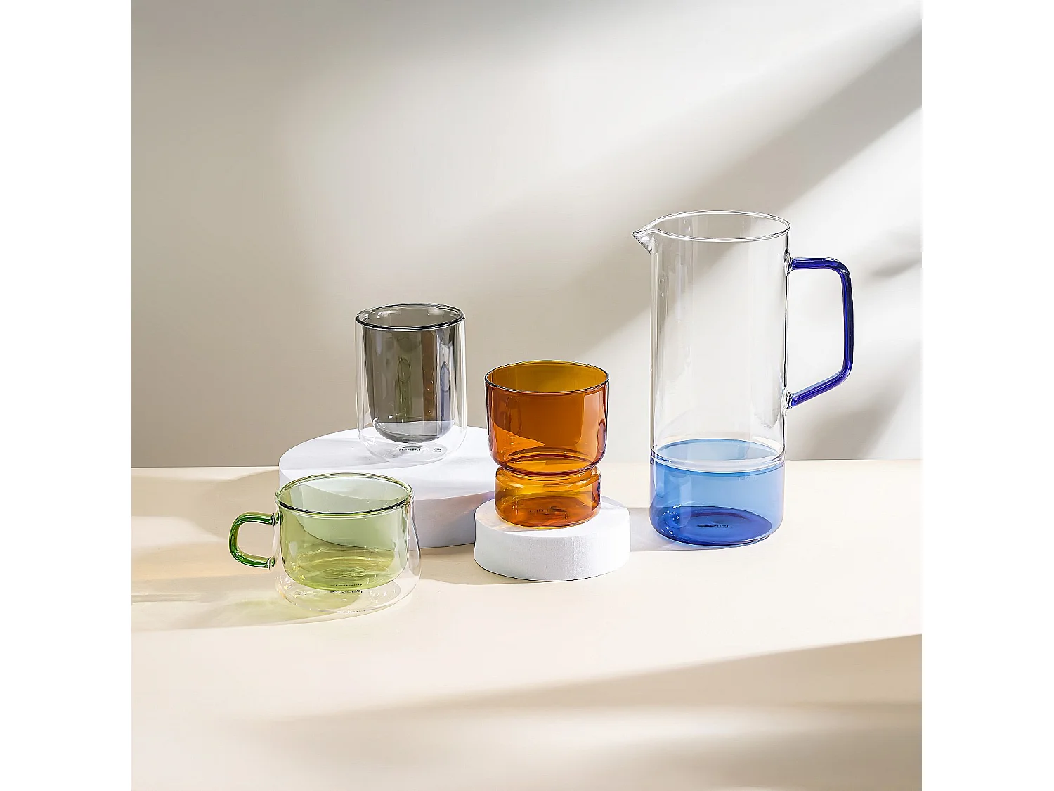 Carafe en verre - 1L  - Bleu