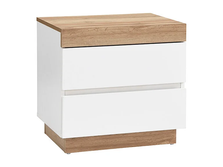Lot de 2 tables de chevet - 2 tiroirs - Blanc et naturel - RENIRI