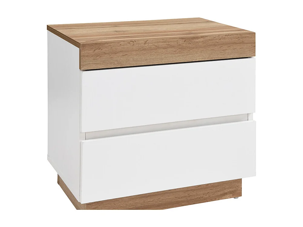 Lot de 2 tables de chevet - 2 tiroirs - Blanc et naturel - RENIRI