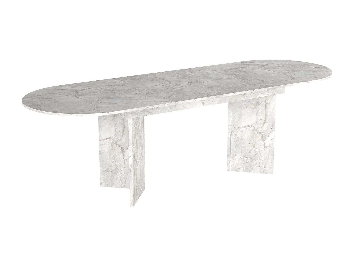 Table à manger extensible 6 à 10 personnes - Effet marbre blanc - TOPANIA