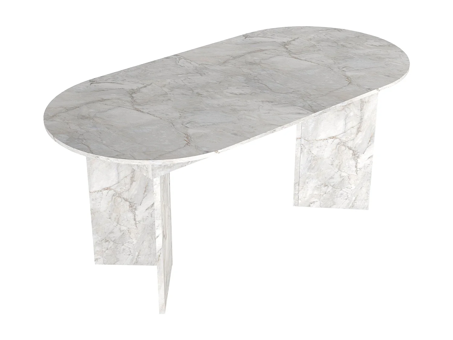 Table à manger extensible 6 à 10 personnes - Effet marbre blanc - TOPANIA