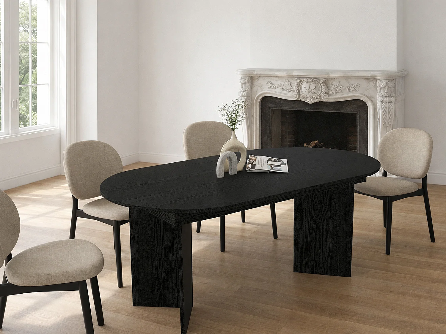 Table à manger extensible 6 à 10 personnes - Noir - TOPANIA
