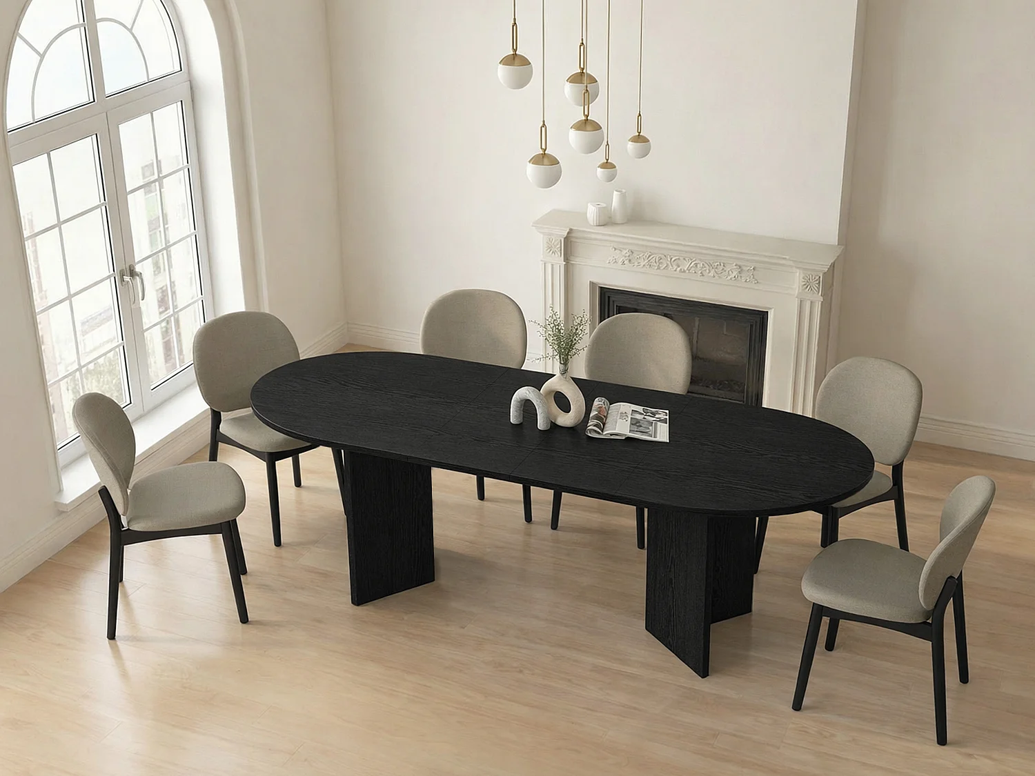 Table à manger extensible 6 à 10 personnes - Noir - TOPANIA