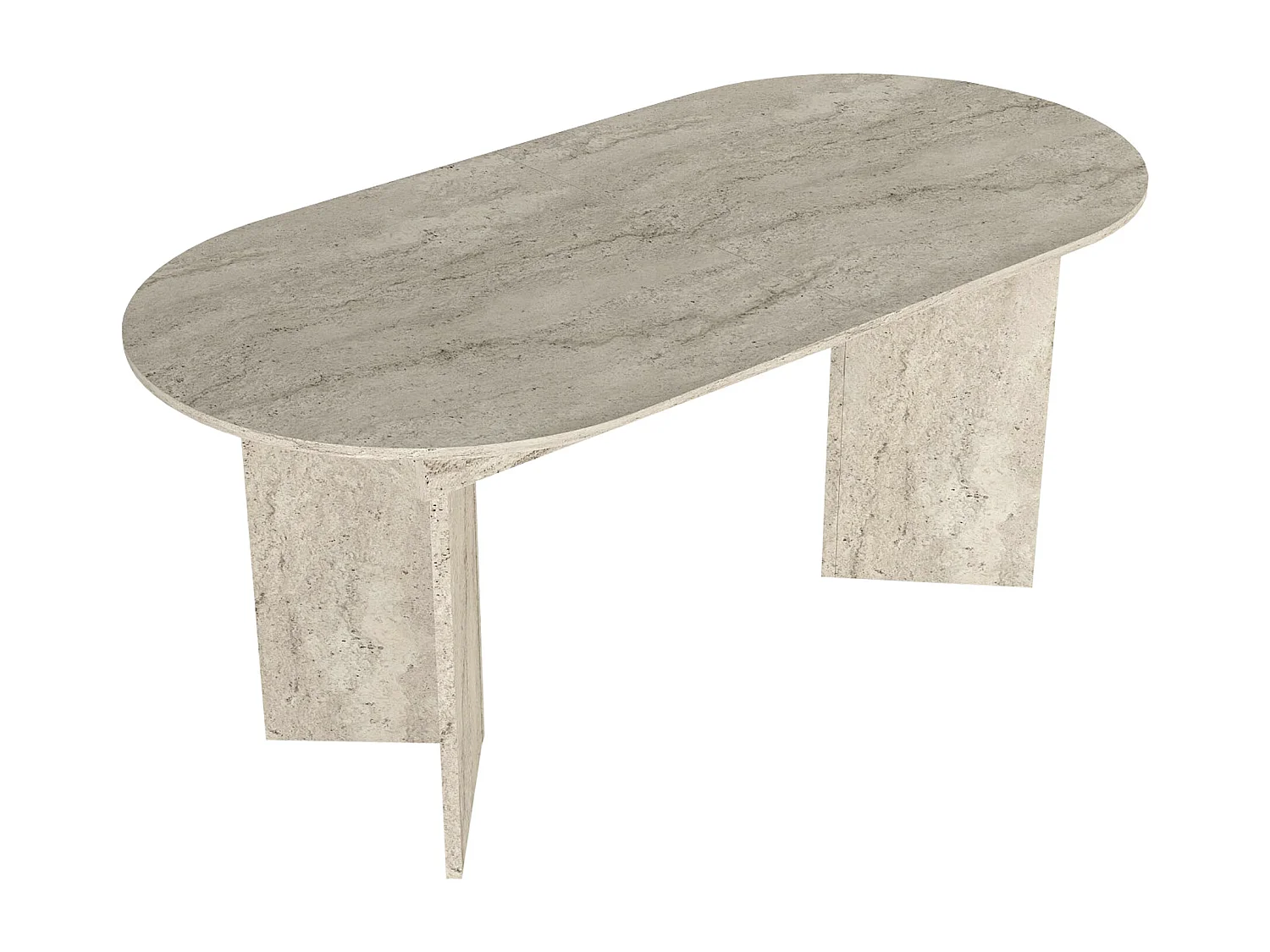 Table à manger extensible 6 à 10 personnes - Effet travertin beige - TOPANIA