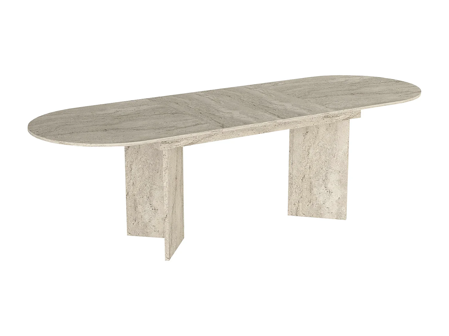 Table à manger extensible 6 à 10 personnes - Effet travertin beige - TOPANIA
