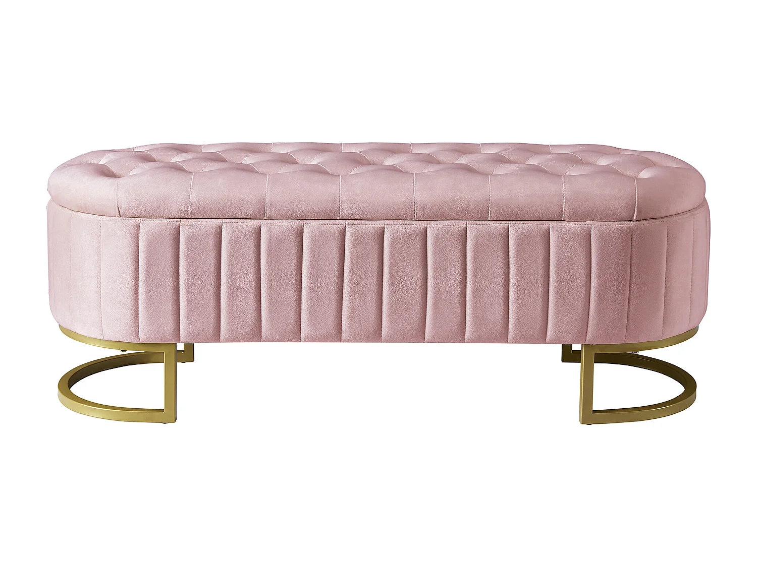 Aufbewahrungsbank und Fußhocker – 120 x 39,9 x 43 cm – mit Stauraum – Samt – rosa