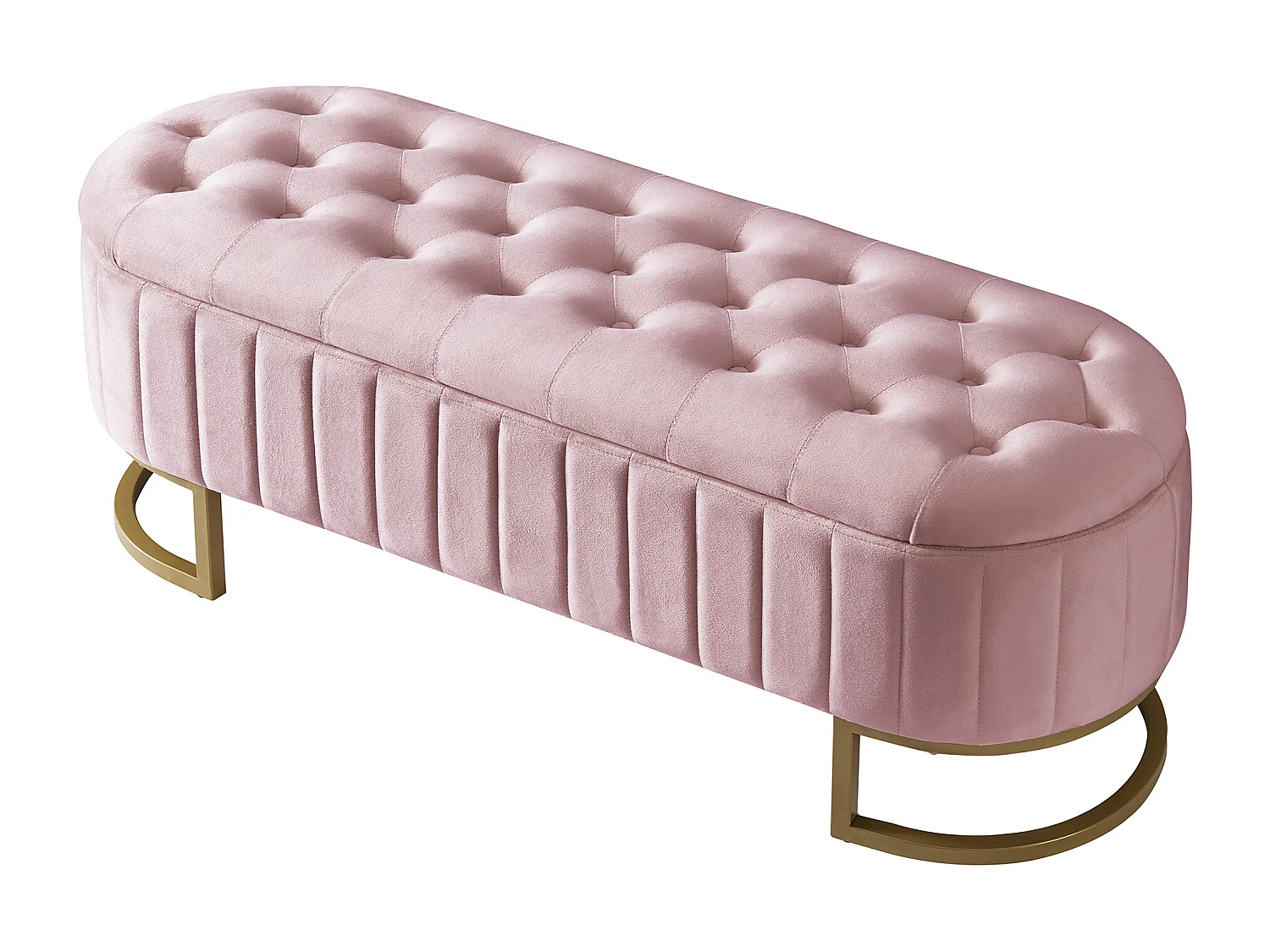 Aufbewahrungsbank und Fußhocker – 120 x 39,9 x 43 cm – mit Stauraum – Samt – rosa