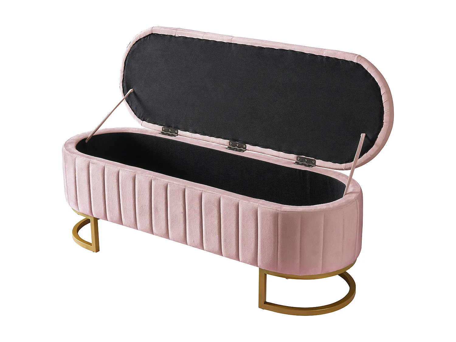 Aufbewahrungsbank und Fußhocker – 120 x 39,9 x 43 cm – mit Stauraum – Samt – rosa