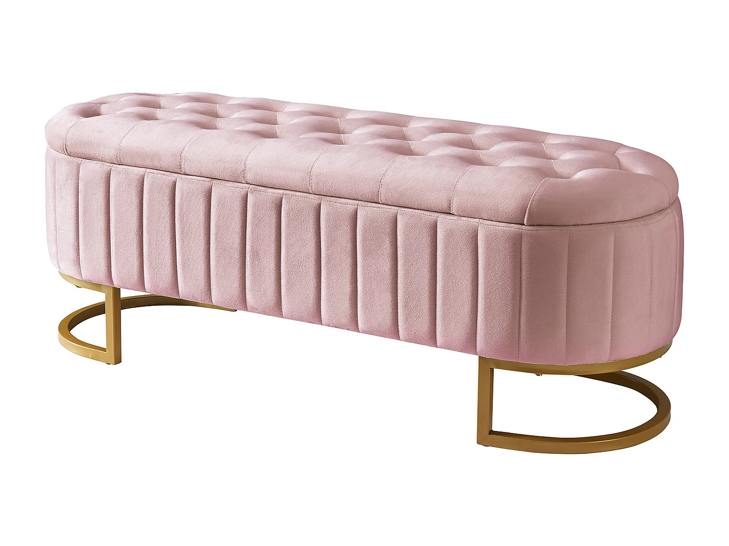 Aufbewahrungsbank und Fußhocker – 120 x 39,9 x 43 cm – mit Stauraum – Samt – rosa