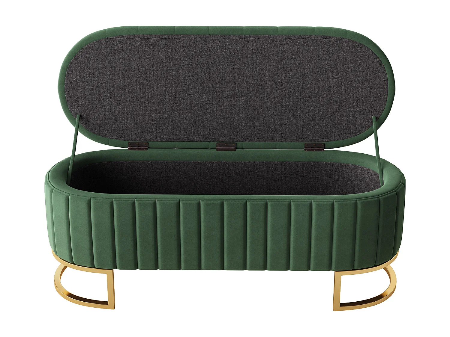 Aufbewahrungsbank und Fußhocker – 120 x 39,9 x 43 cm – mit Stauraum – Samt – grün