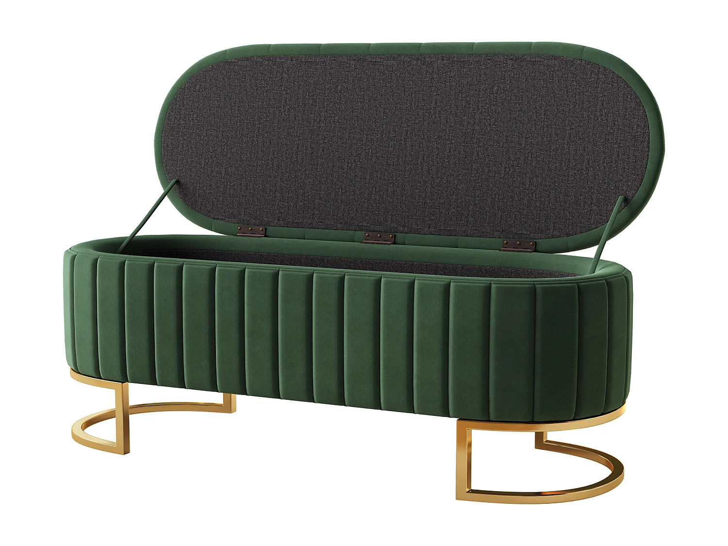 Aufbewahrungsbank und Fußhocker – 120 x 39,9 x 43 cm – mit Stauraum – Samt – grün