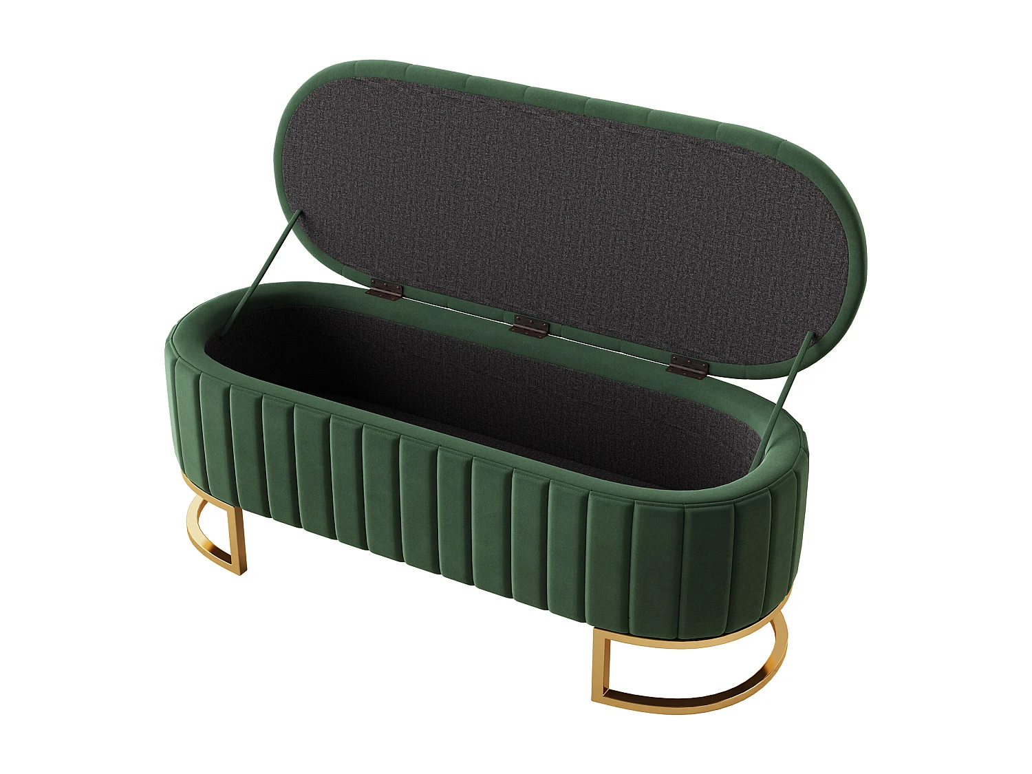 Aufbewahrungsbank und Fußhocker – 120 x 39,9 x 43 cm – mit Stauraum – Samt – grün