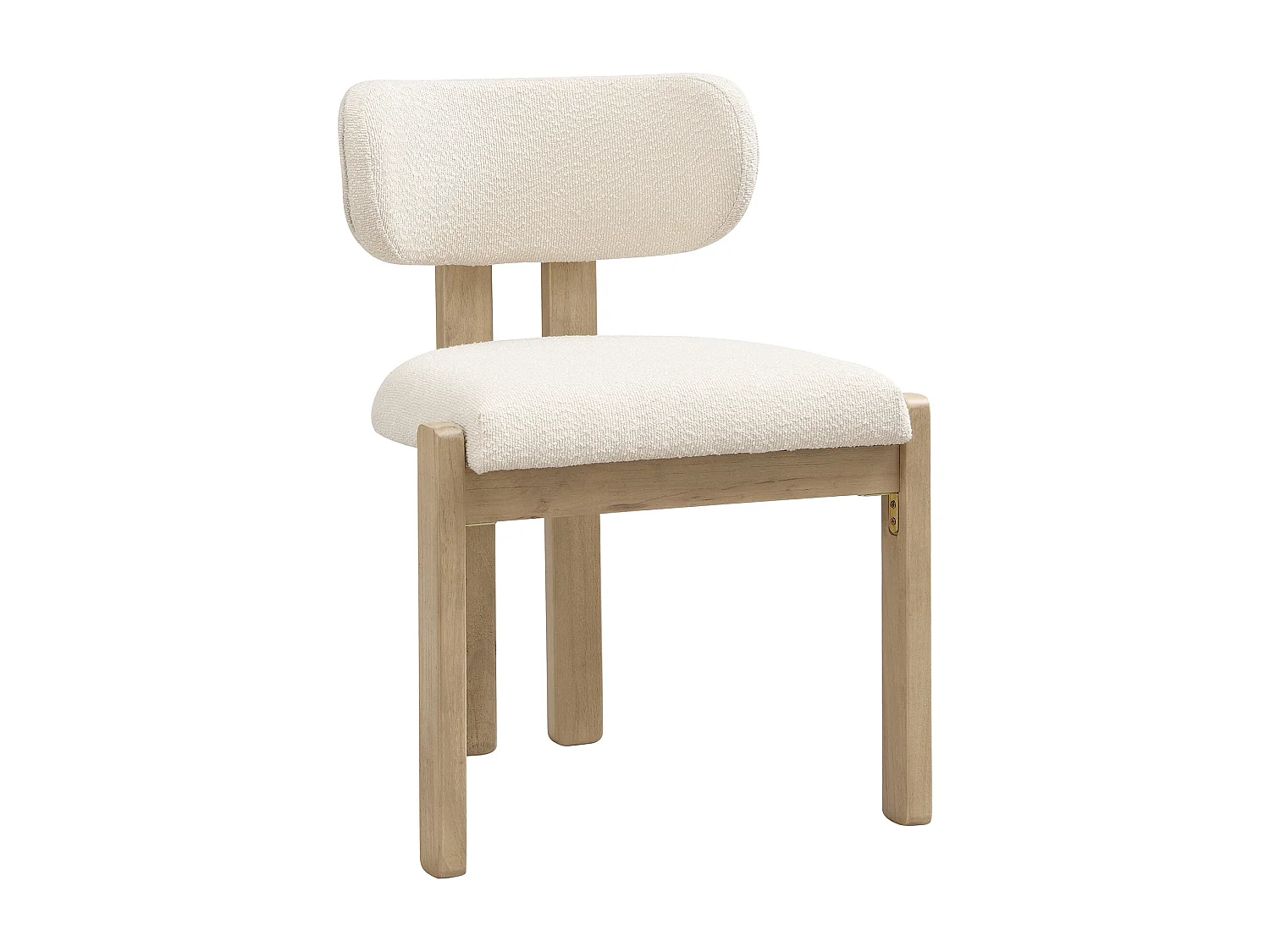 Lot de 4 chaises de salle à manger en bois massif - 54 x 54 x 79 cm - Style moderne - bouclé - beige + naturel